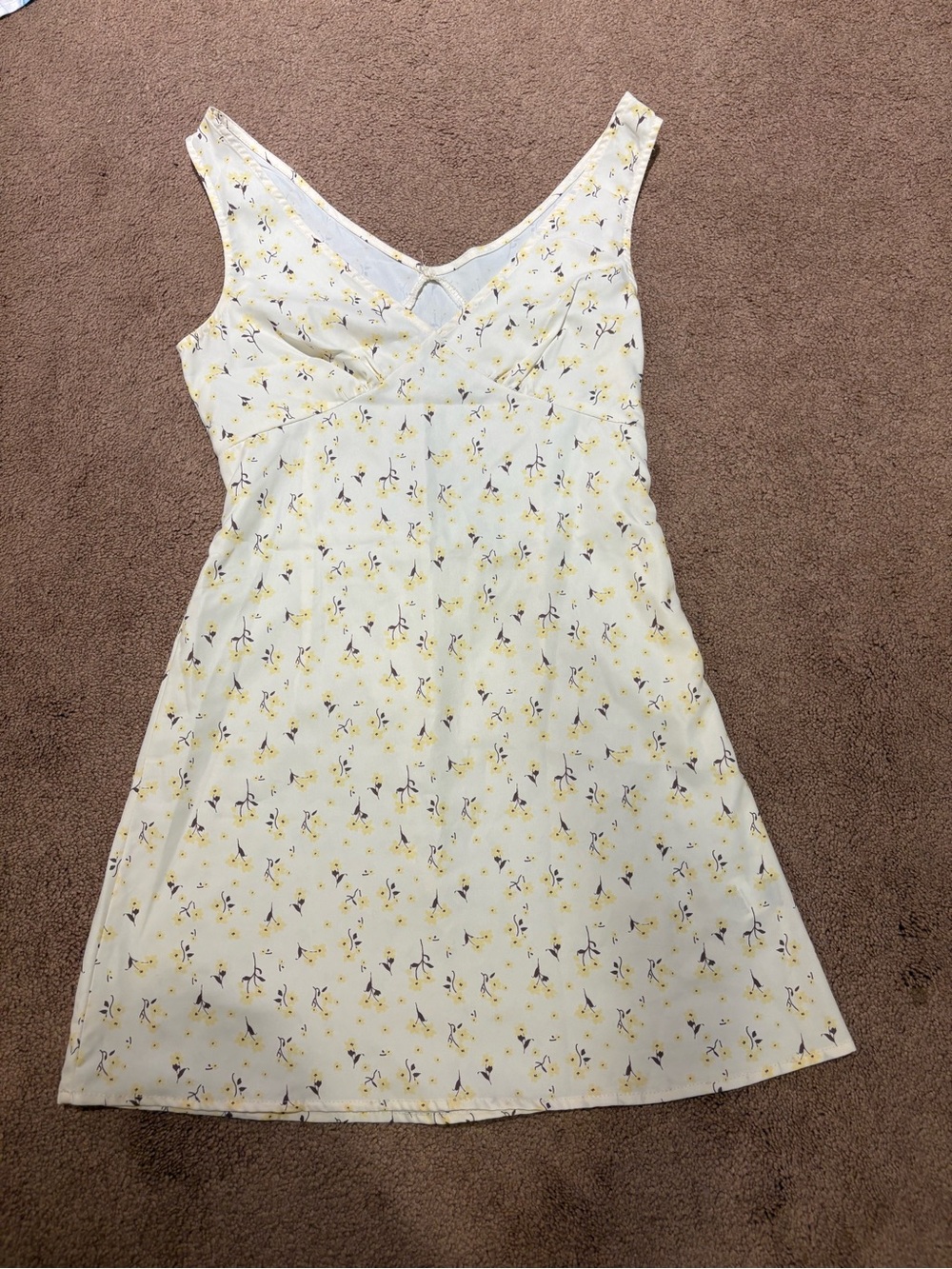 SHEIN Light Yellow Floral V-Neck Summer Dress size xs